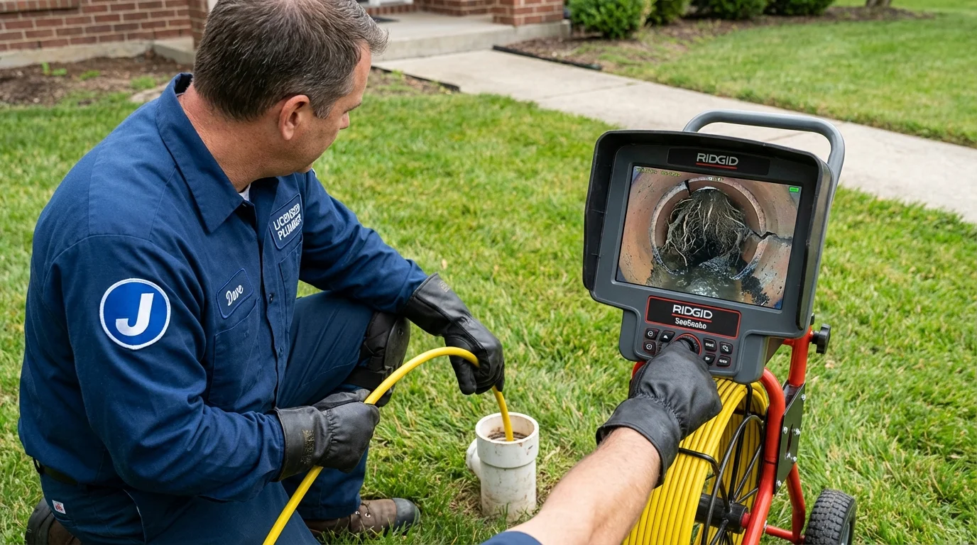 Sewer camera inspection being performed by Johns Plumbing LLC in Kalamazoo