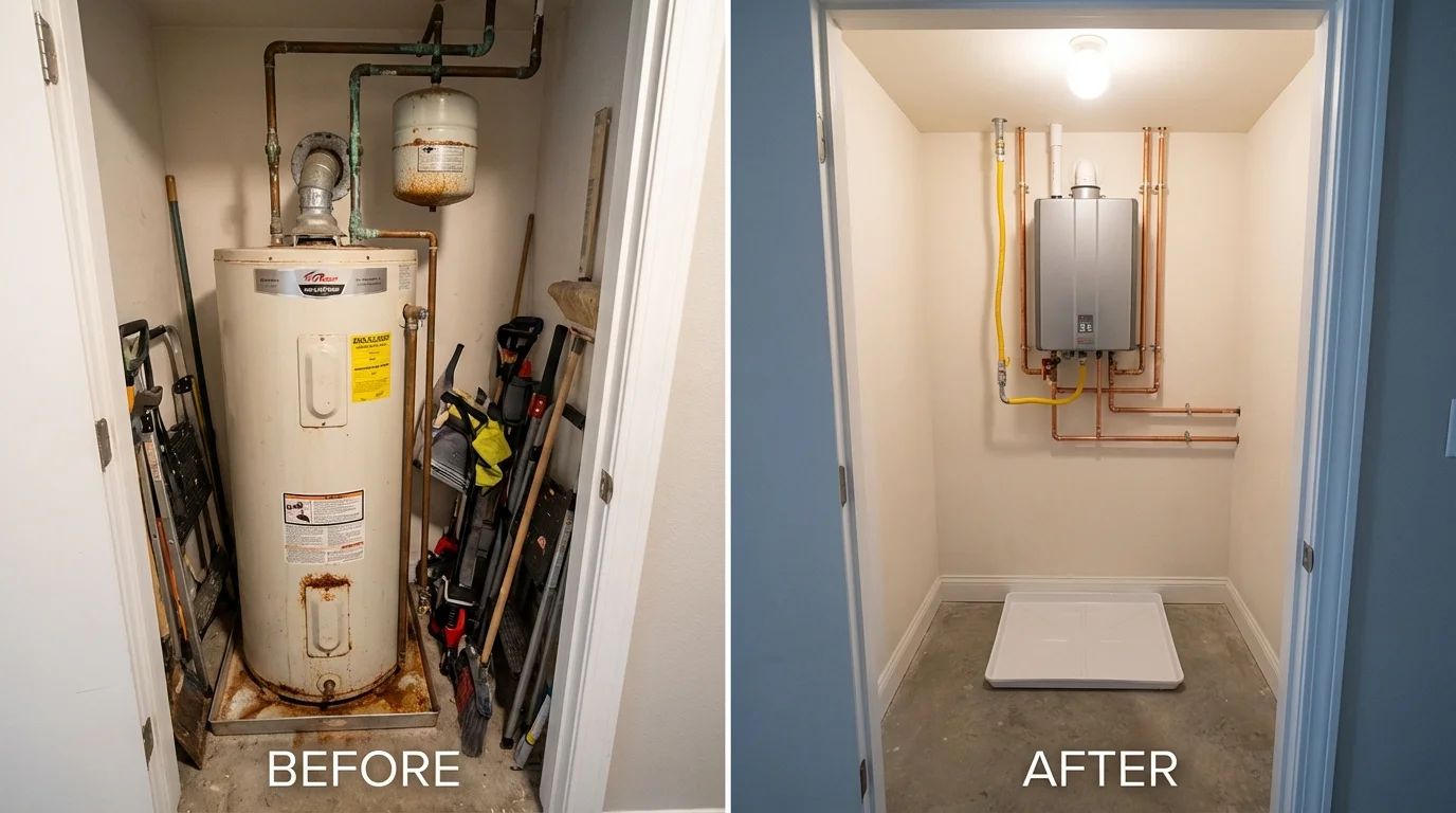 Tank water heater versus wall-mounted tankless unit comparison for Kalamazoo, MI homeowners